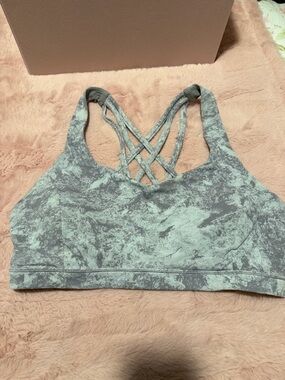 lululemon athletica Marble-Print Crisscross Sports Bra in Light Gray